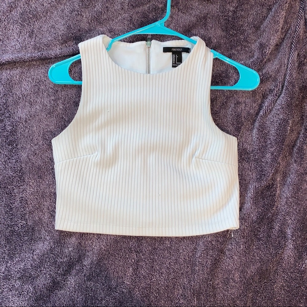 forever 21 white top zips from back